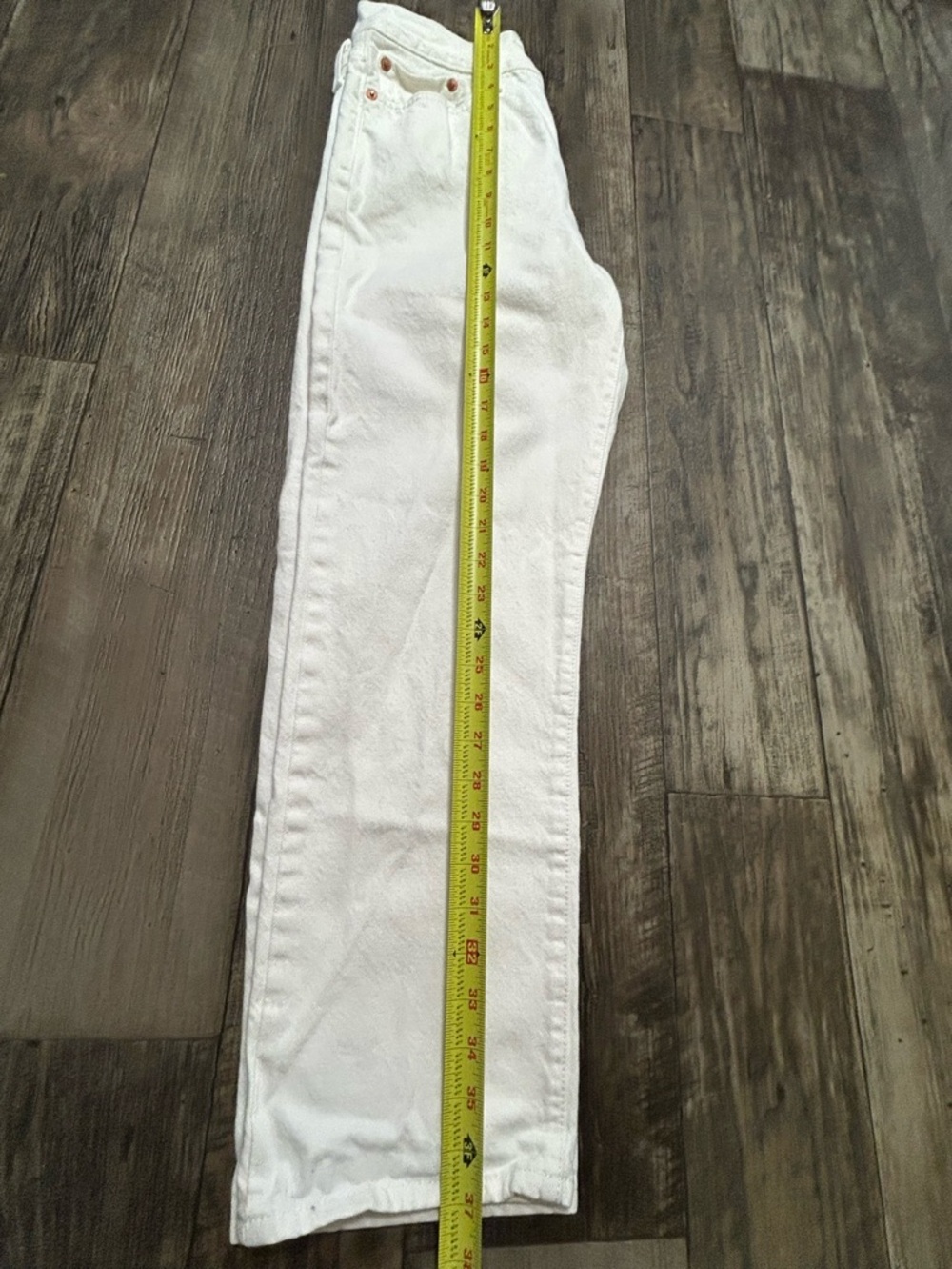Levi’s Premium Wedgie Straight Jeans White High Rise W29 L28 100% Cotton - Picture 8 of 8